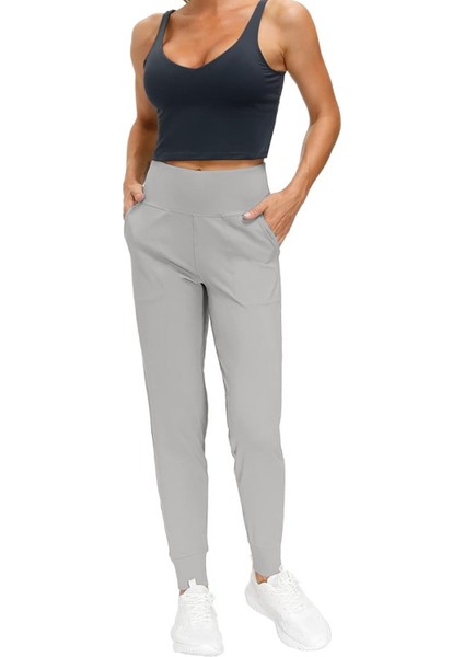 Kadın Yüksek Bel Yoga Koşu Egzersiz Joggers Hafif Eşofman Altı