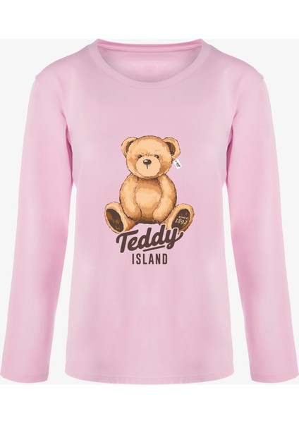 Kadın Soft Touch Pamuklu Ayıcık Desenli Pijama Takımı