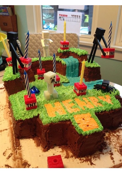 Minecraft 3 Adet Tnt Mumluk- Doğum Günü Süsleri- Parti Malzemeleri, Oyun Figürü