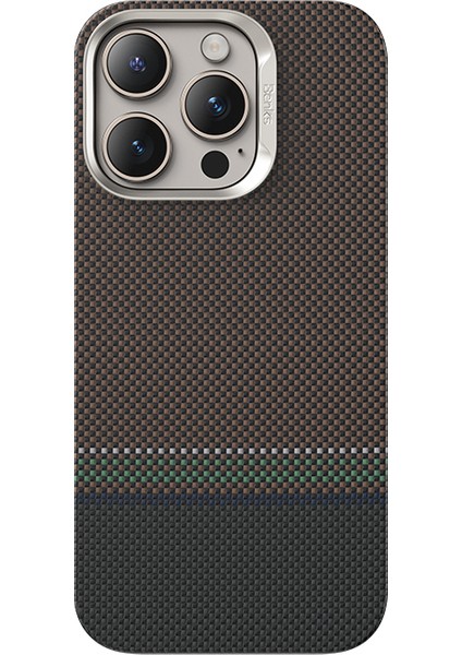 iPhone 16 Pro Max Kılıf Magsafe Özellikli Karbon Fiber Benks Prestige Armorair Kevlar Kapak Gold
