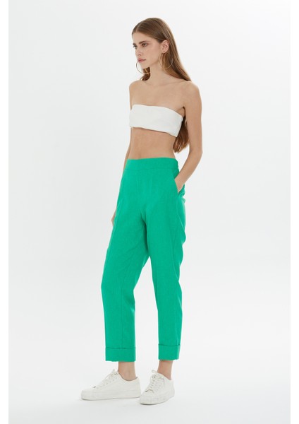 Beli Lastikli Double Paça Yeşil Pantolon fiyatları