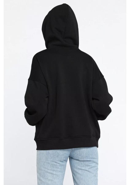 Kapüşonlu Kanguru Cepli Şardonlu Kadın Sweatshirt modelleri