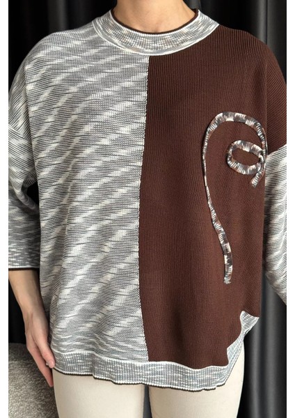 Kadın Kendinden Desenli Triko Kazak modelleri