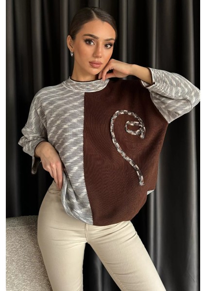 Kadın Kendinden Desenli Triko Kazak fiyatları