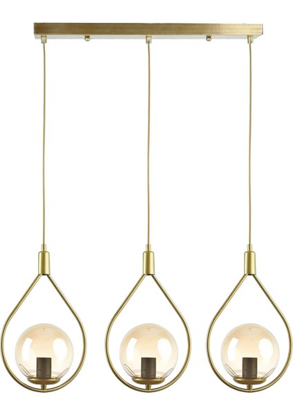 Deco Modern Tasarım Cafe - Mutfak - Salon - Yemek Masası Üstü Renk Camlı Sıralı 3 Lü Avize