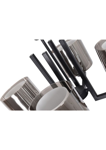 Atiye Klasik Tasarım Yatak Odası Salon Oturma Odası Mutfak Siyah Renk Füme Çift Camlı 4 Lü Avize modelleri