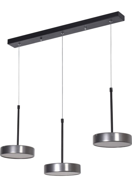 Rihanna Modern Tasarım Salon Yatak Odası Siyah Mutfak Yemek Masası Panel Ledli 3 Lü Beyaz LED Avize