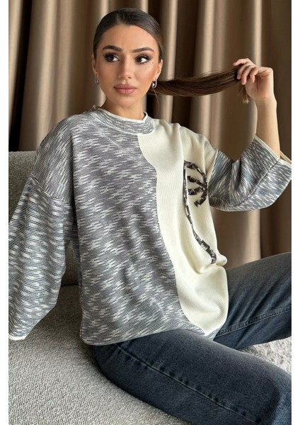 Kadın Kendinden Desenli Triko Kazak fiyatları