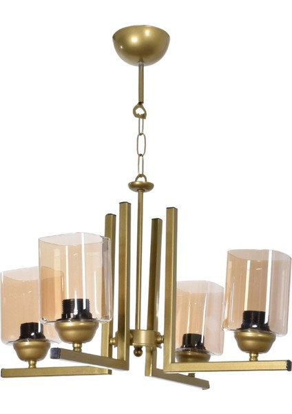 Destina Modern Tasarım Yatak Odası Salon Oturma Odası Mutfak Eskitme Renk Bal Camlı 4 Lü Avize fiyatları