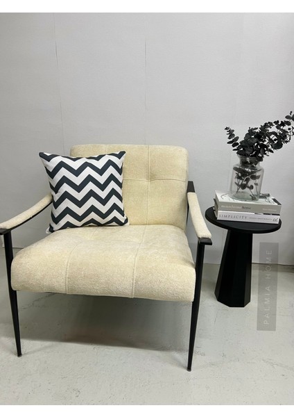 Antrasit Renk Zigzag Desenli Çift Taraflı Dekoratif Kırlent Kılıfı