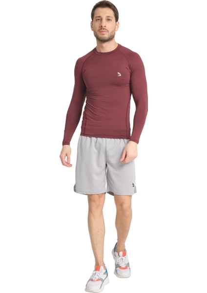 Erkek Uzun Kollu Bordo Fit Compression Spor Body Tshirt DMN1453873298