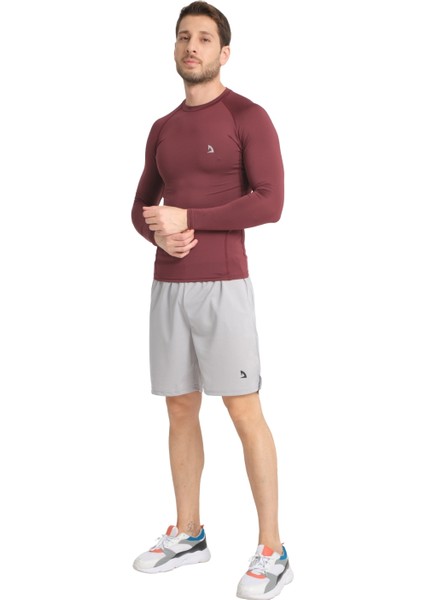 Erkek Uzun Kollu Bordo Fit Compression Spor Body Tshirt DMN1453873298