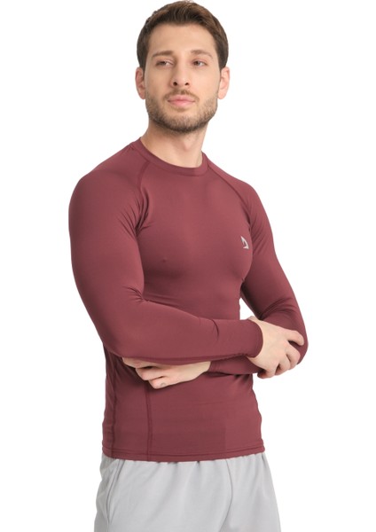 Erkek Uzun Kollu Bordo Fit Compression Spor Body Tshirt DMN1453873298