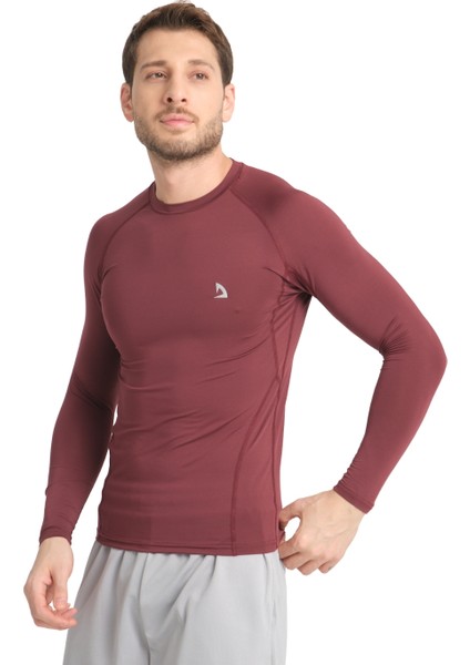 Erkek Uzun Kollu Bordo Fit Compression Spor Body Tshirt DMN1453873298