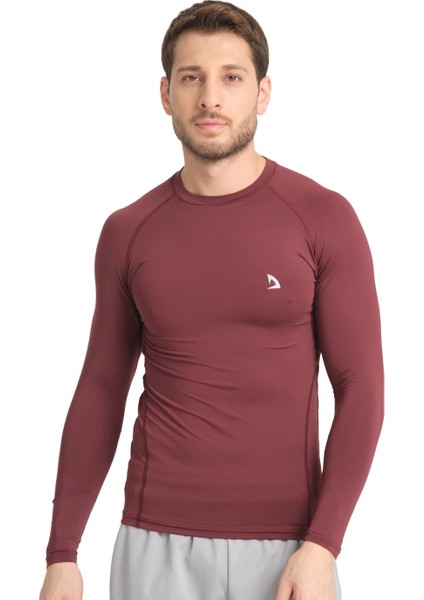 Erkek Uzun Kollu Bordo Fit Compression Spor Body Tshirt DMN1453873298