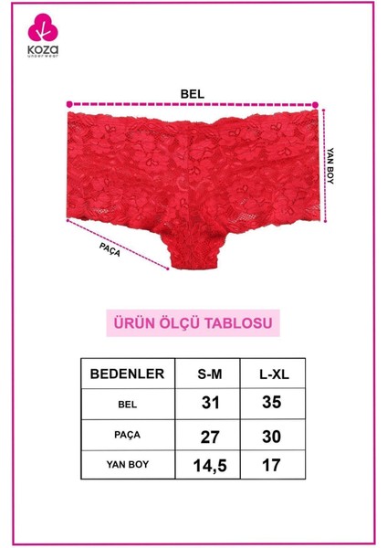 Kadın 3'lü Dantelli Şort Boxer Külot