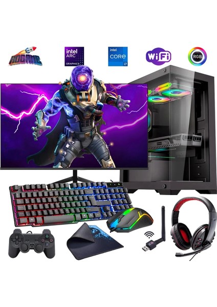 I7 14700F 16GB Ddr4 480SSD 12GB Arc B580 27" 165Hz Mon. Oyun Bilgisayarı (Gaming Set)