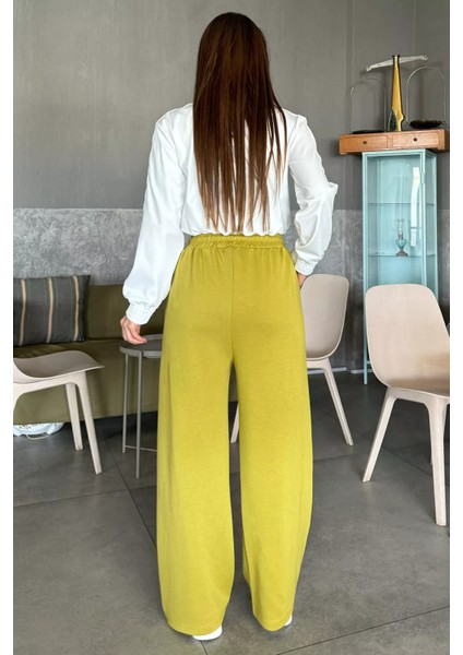 Kadın Yüksek Bel Yazı Baskılı Çimalı Bol Paça Pantolon fırsatları