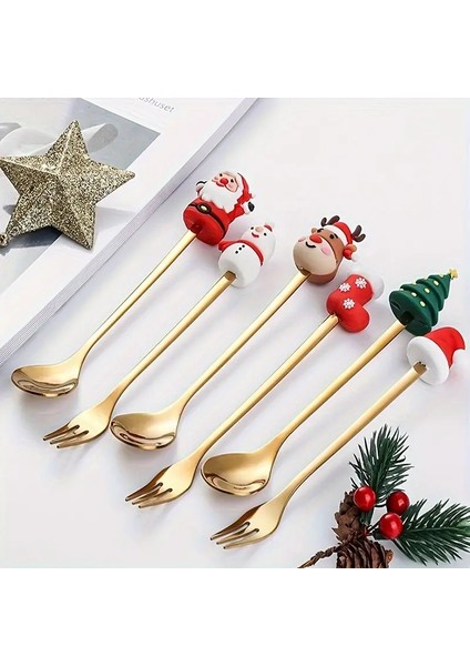 1 Adet Noel Baba Figürlü Paslanmaz Çelik Tatlı Çatalı- Kutusuz fiyatları