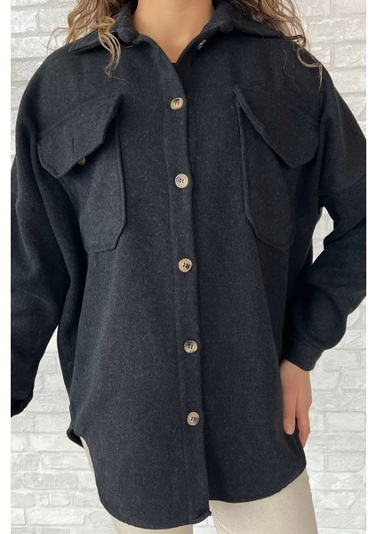 Kadın Oversize Kaşe Gömlek Ceket modelleri