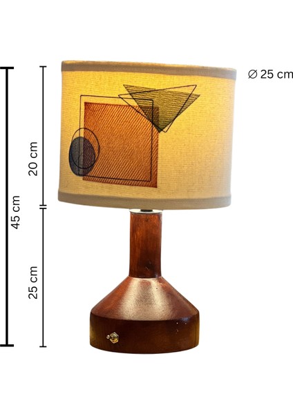 El Yapımı Ahşap Abajur Nakışlı Başlık