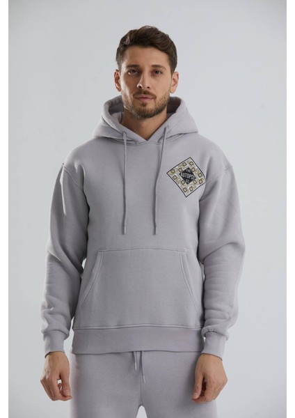 Baskılı Içi Polarlı Kapüşonlu Unisex Sweatshirt