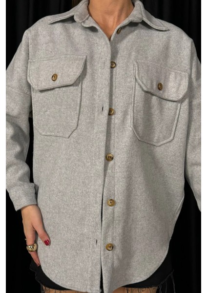 Kadın Oversize Kaşe Gömlek Ceket modelleri