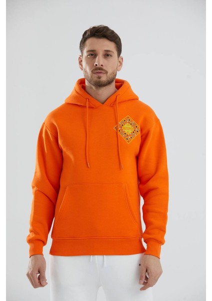 Baskılı Içi Polarlı Kapüşonlu Unisex Sweatshirt