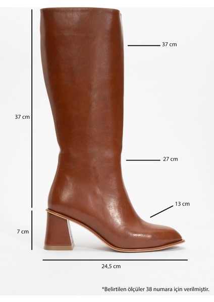 Paradis Taba Cilt Kadın Kalın Topuklu Çizme fırsatları