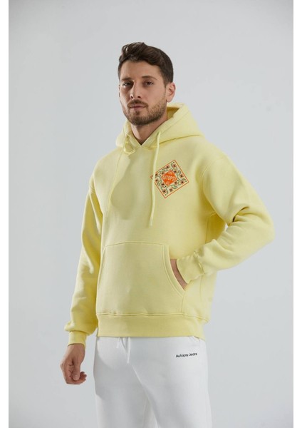 Baskılı Içi Polarlı Kapüşonlu Unisex Sweatshirt