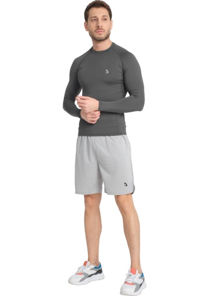 Erkek Uzun Kollu Antrasite Fit Compression Spor Body Tshirt DMN1453874353 fiyatları