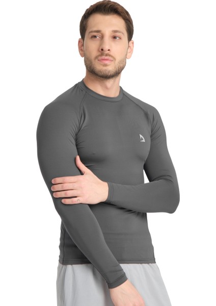 Erkek Uzun Kollu Antrasite Fit Compression Spor Body Tshirt DMN1453874353