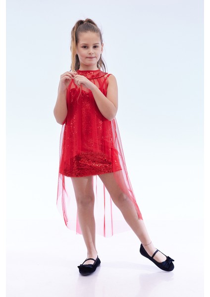 Kız Çocuk Pullu Pelerinli Trend Abiye Elbise AK2244 fiyatları