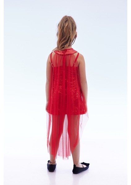 Kız Çocuk Pullu Pelerinli Trend Abiye Elbise AK2244 indirimleri