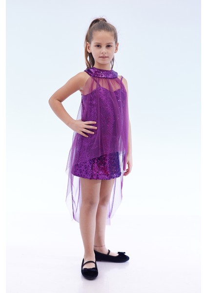 Kız Çocuk Pullu Pelerinli Trend Abiye Elbise AK2244 fırsatları