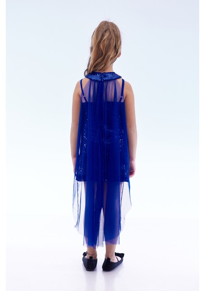 Kız Çocuk Pullu Pelerinli Abiye Elbise Uzun Klasik Stil Özel Günler İçin indirimleri