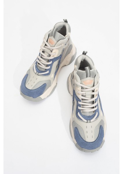 Lowel Mavi Gri Fermuarlı ve Bağcıklı Kadın Spor Bot fiyatları