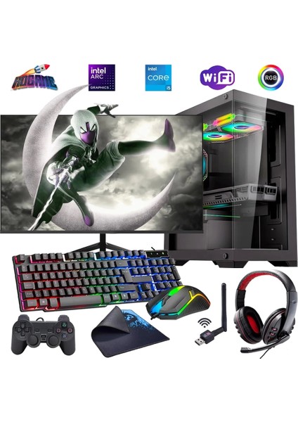 I5 14400F 16GB Ddr4 480SSD 12GB Arc B580 24" Mon. Oyun Bilgisayarı (Gaming Set)