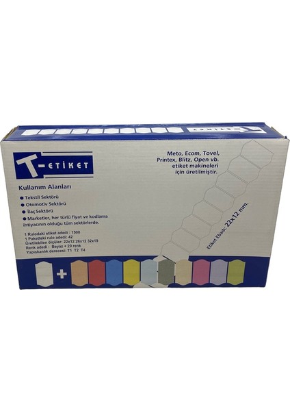 Etiketleme Makinesi T7 Beyaz Etiket 22 x 12 42 Rulo