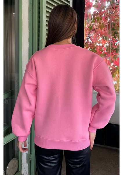 Gül Detaylı Şardonlu Sweatshirt