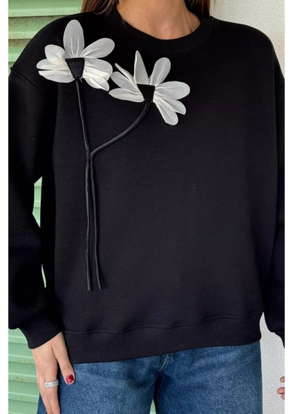 Gül Detaylı Şardonlu Sweatshirt modelleri