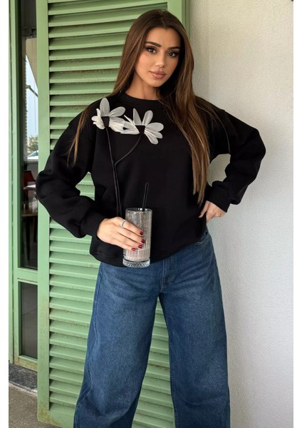 Gül Detaylı Şardonlu Sweatshirt fiyatları