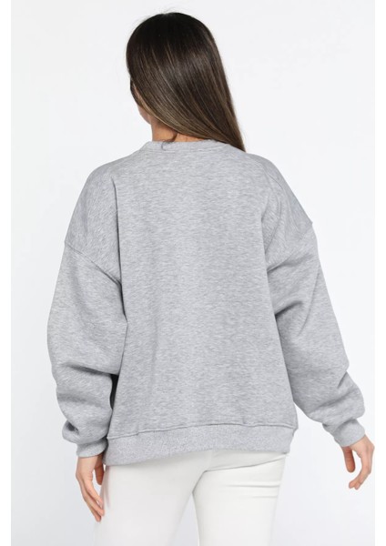 Bisiklet Yaka Oversize Kadın Sweatshirt