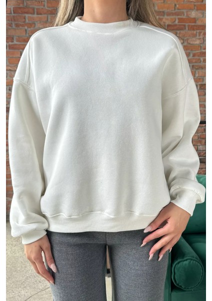 Bisiklet Yaka Oversize Kadın Sweatshirt