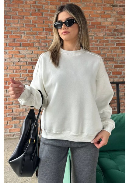 Bisiklet Yaka Oversize Kadın Sweatshirt