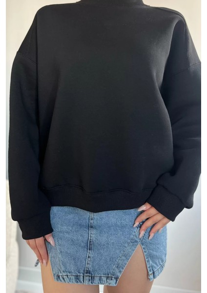 Bisiklet Yaka Oversize Kadın Sweatshirt