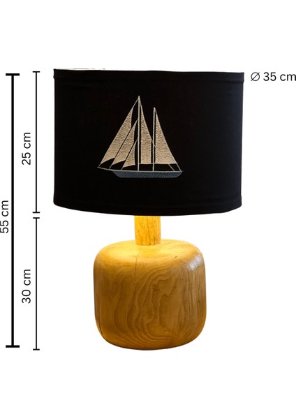 El Yapımı Ahşap Abajur Nakışlı Başlık