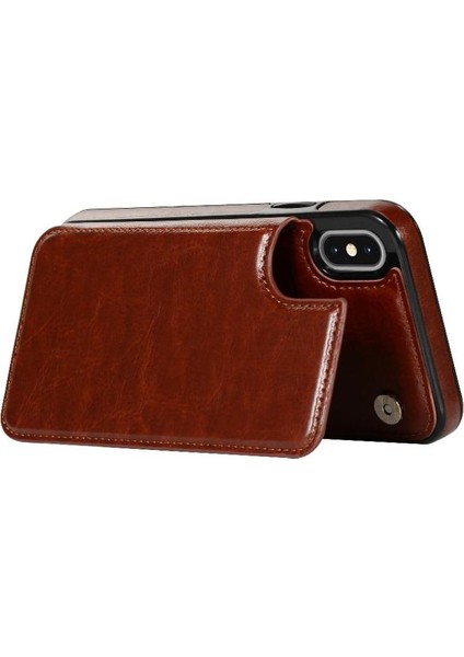 Kart Tutucu Kickstand Çift Manyetik ile IPhone Xs Max Için Cüzdan Kılıf (Yurt Dışından)