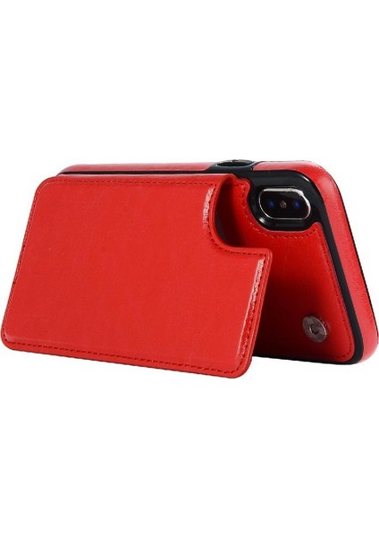 Cüzdan Kılıf IPhone X/xs Kickstand Kart Yuvaları ile Pu Deri Kart (Yurt Dışından)