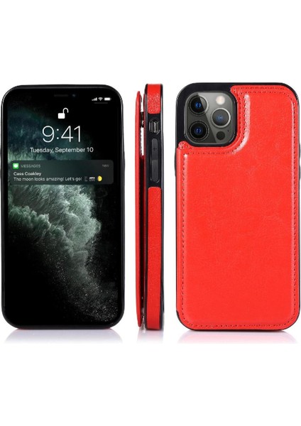Kart Sahibi ile IPhone 13 Pro Max Pu Deri Kart Yuvaları Için Cüzdan Kılıf (Yurt Dışından)
